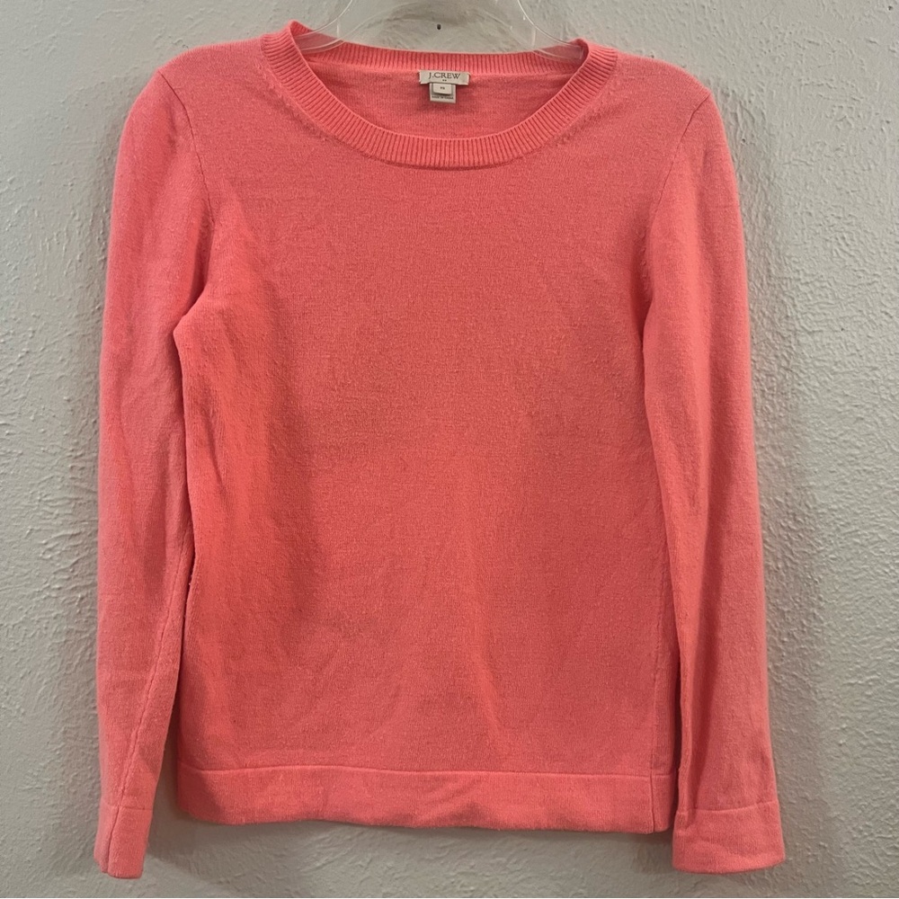 J Crew coral crew neck wool blend sweater